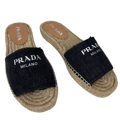 prada logo espadrille slide sandal|prada studded pony skin sandals.